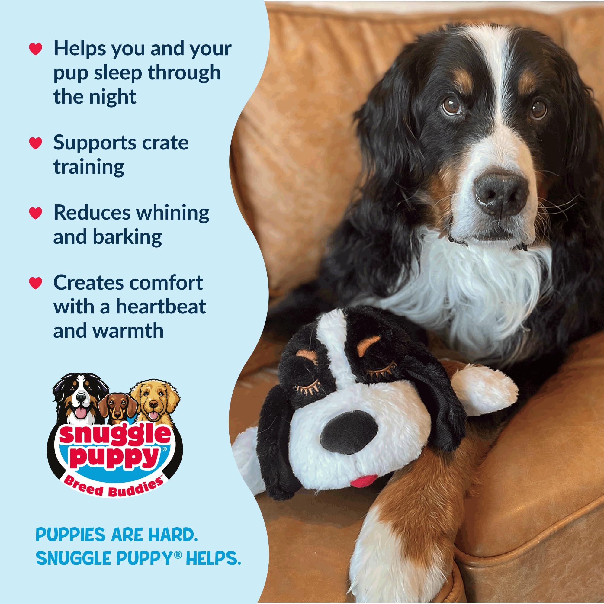 Snuggle Puppy Original Heartbeat Puppy Toy with Real-Feel Pulse & Heat Pack, Calming Sleep Aid for Puppy Anxiety, Crate Training, First Nights & New Puppy Transition - Biscuit
