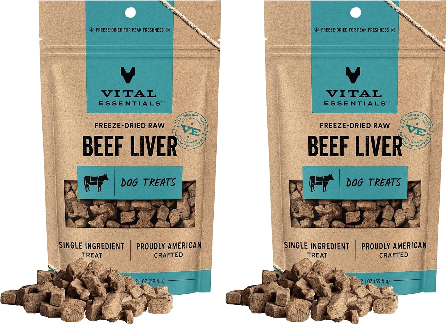 Vital Essentials Freeze Dried Dog Treats | Beef Liver, Single Ingredient | Premium Quality | Grain Free Training Treats for Dogs, 2.1 oz Bag