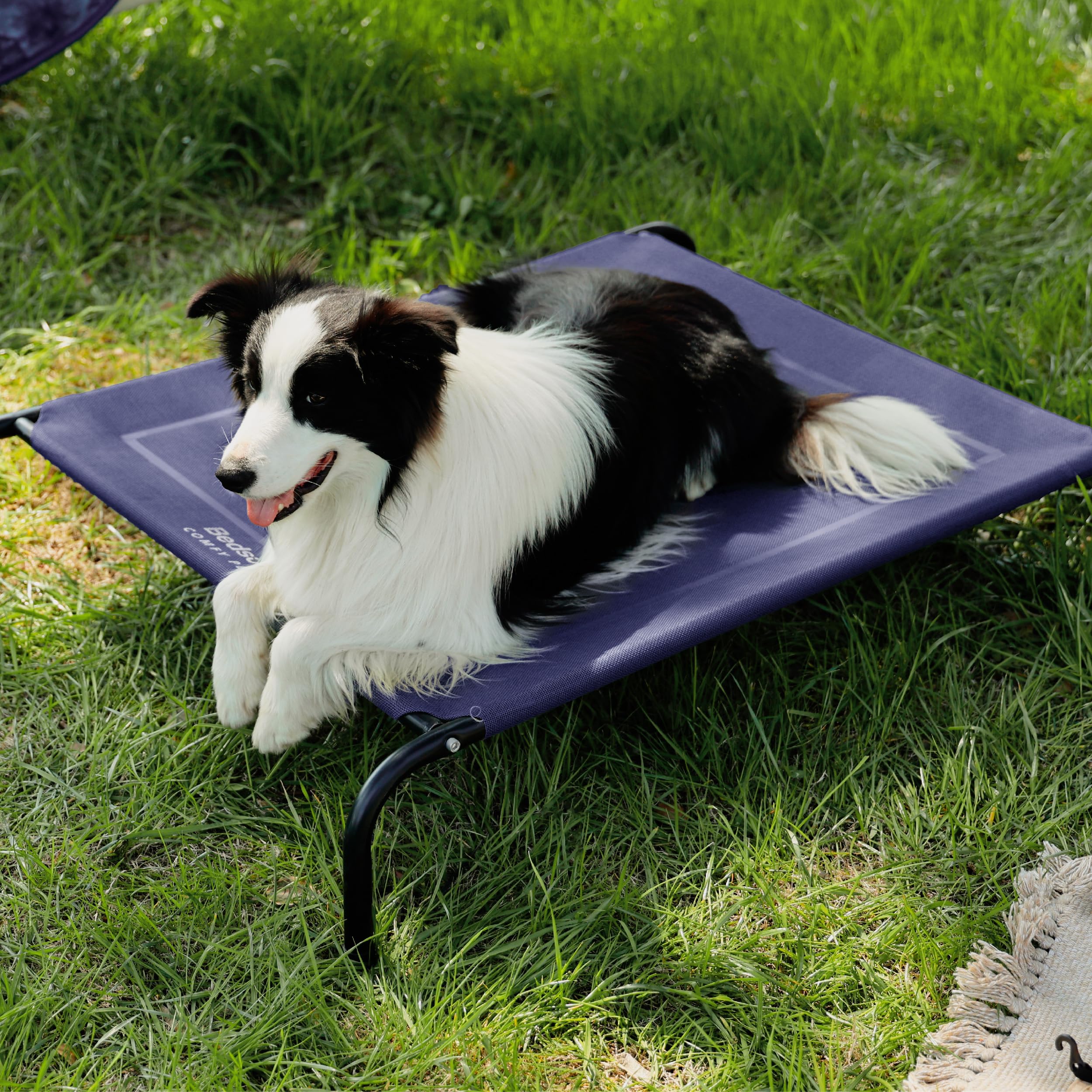 Bedsure Outdoor Elevated Dog Bed Large Sized Dog, Portable Indoor & Outdoor Cooling Raised Cot Pet Hammock Bed with Skid-Resistant Feet, Frame with Breathable Mesh, Grey, 49 inches