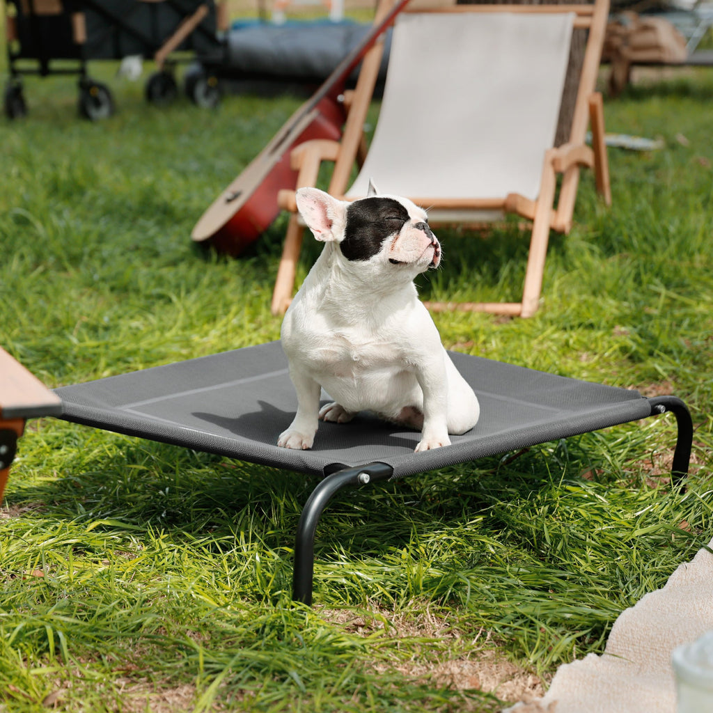 Bedsure Outdoor Elevated Dog Bed Large Sized Dog, Portable Indoor & Outdoor Cooling Raised Cot Pet Hammock Bed with Skid-Resistant Feet, Frame with Breathable Mesh, Grey, 49 inches