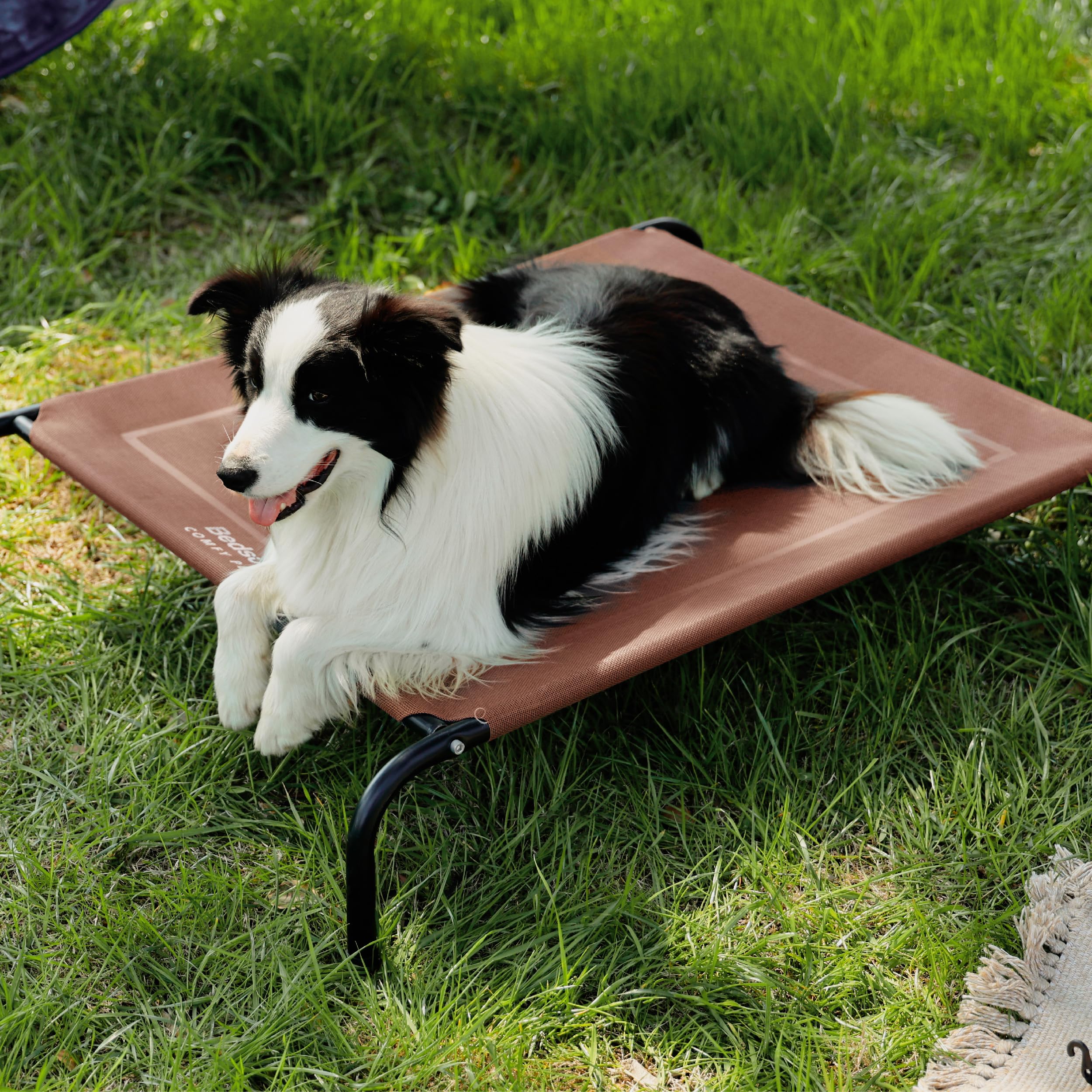 Bedsure Outdoor Elevated Dog Bed Large Sized Dog, Portable Indoor & Outdoor Cooling Raised Cot Pet Hammock Bed with Skid-Resistant Feet, Frame with Breathable Mesh, Grey, 49 inches