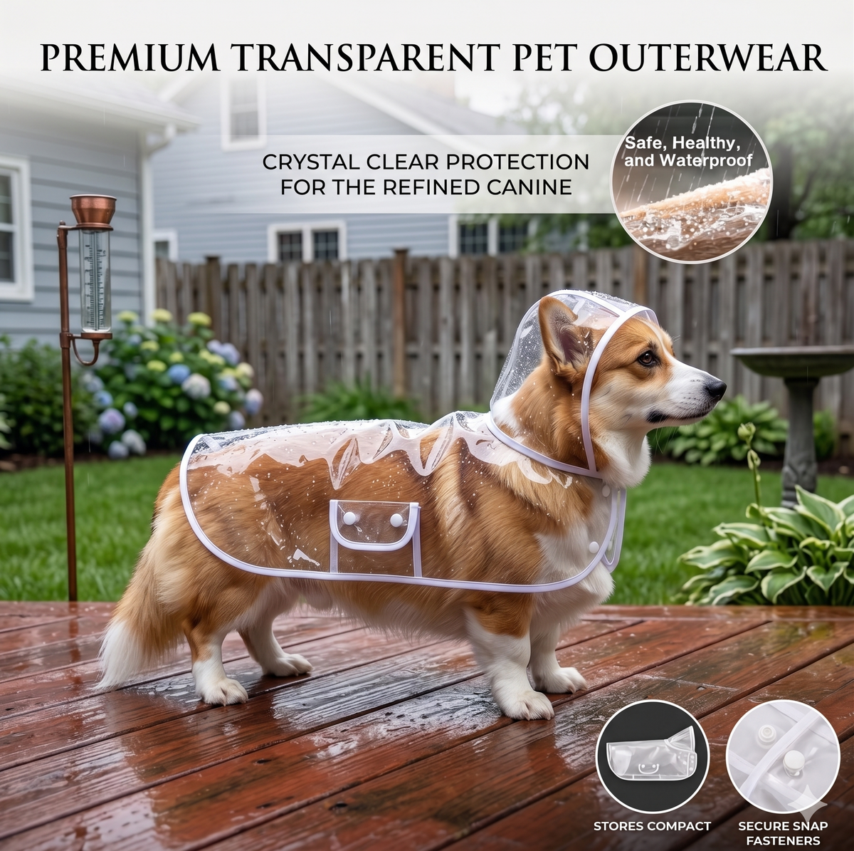 Dog Waterproof Raincoat – Transparent PVC Rain Jacket for Small & Medium Dogs