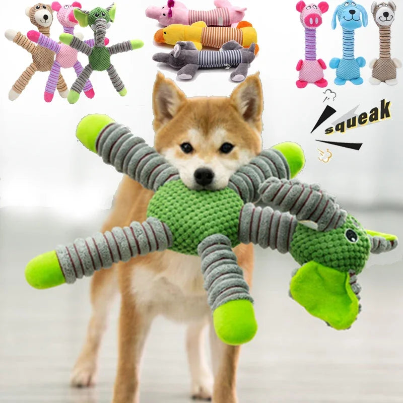 Durable Squeaky Elephant Dog Toy – Anxiety Relief "Snuggle Buddies" for Puppies – Interactive Textured Chew Toy – Textured Pet T-Rex