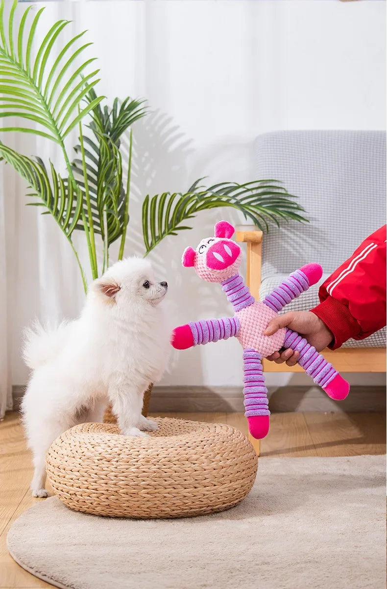 Durable Squeaky Elephant Dog Toy – Anxiety Relief "Snuggle Buddies" for Puppies – Interactive Textured Chew Toy – Textured Pet T-Rex
