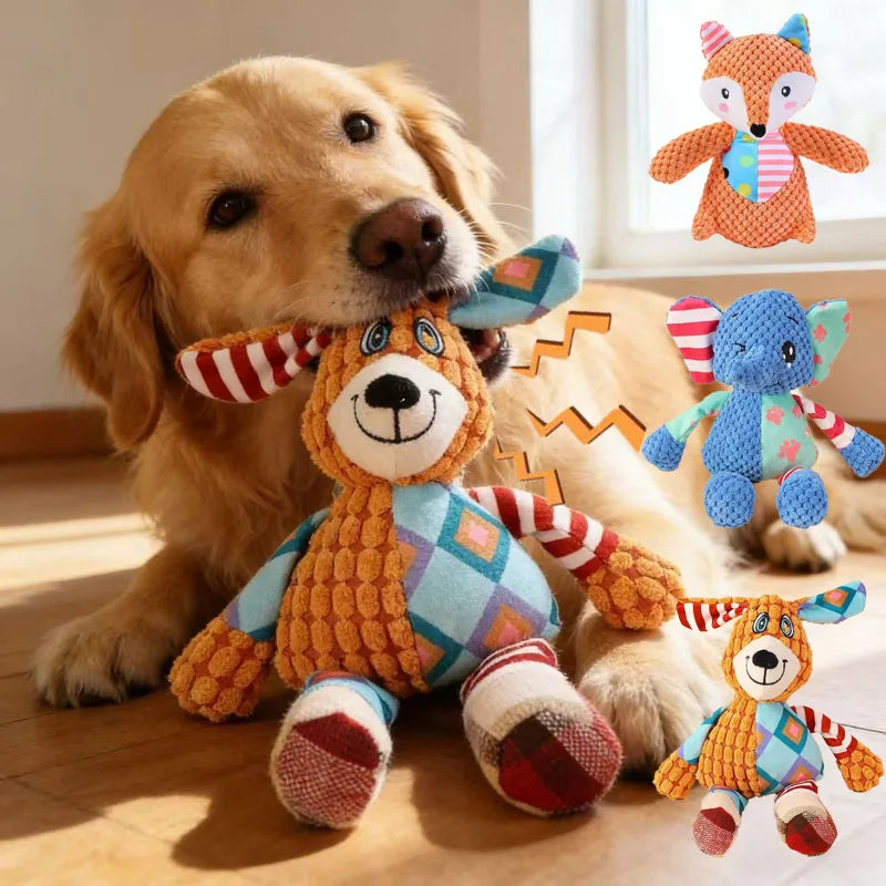 Interactive Textured Squeaky Toy – Chew-Resistant Corduroy Plush for Dogs – Anxiety Relief "Snuggle Buddies" for Puppies – Squeaky Dog Toys