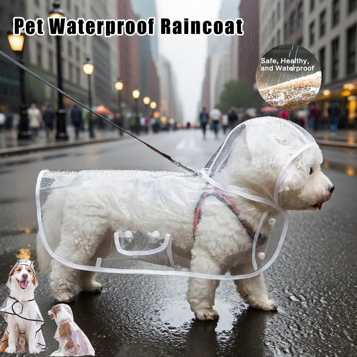 Dog Waterproof Raincoat – Transparent PVC Rain Jacket for Small & Medium Dogs