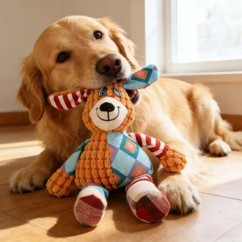 Interactive Textured Squeaky Toy – Chew-Resistant Corduroy Plush for Dogs – Anxiety Relief "Snuggle Buddies" for Puppies – Squeaky Dog Toys