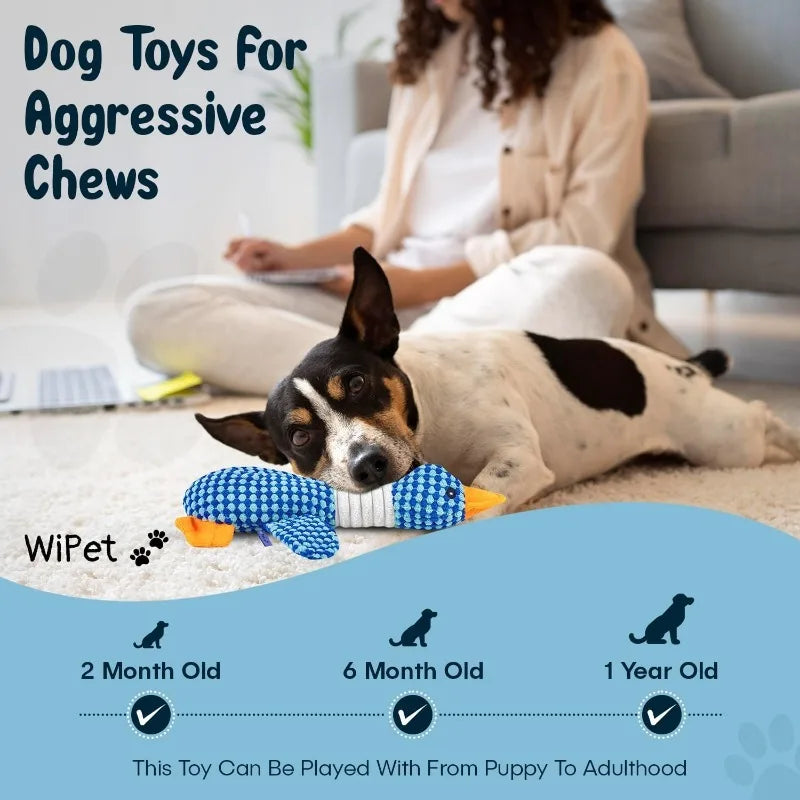 Premium Duck Plush Dog Toy – Squeaky & Crinkle Chew Toy for Puppies - Snuggle Buddies