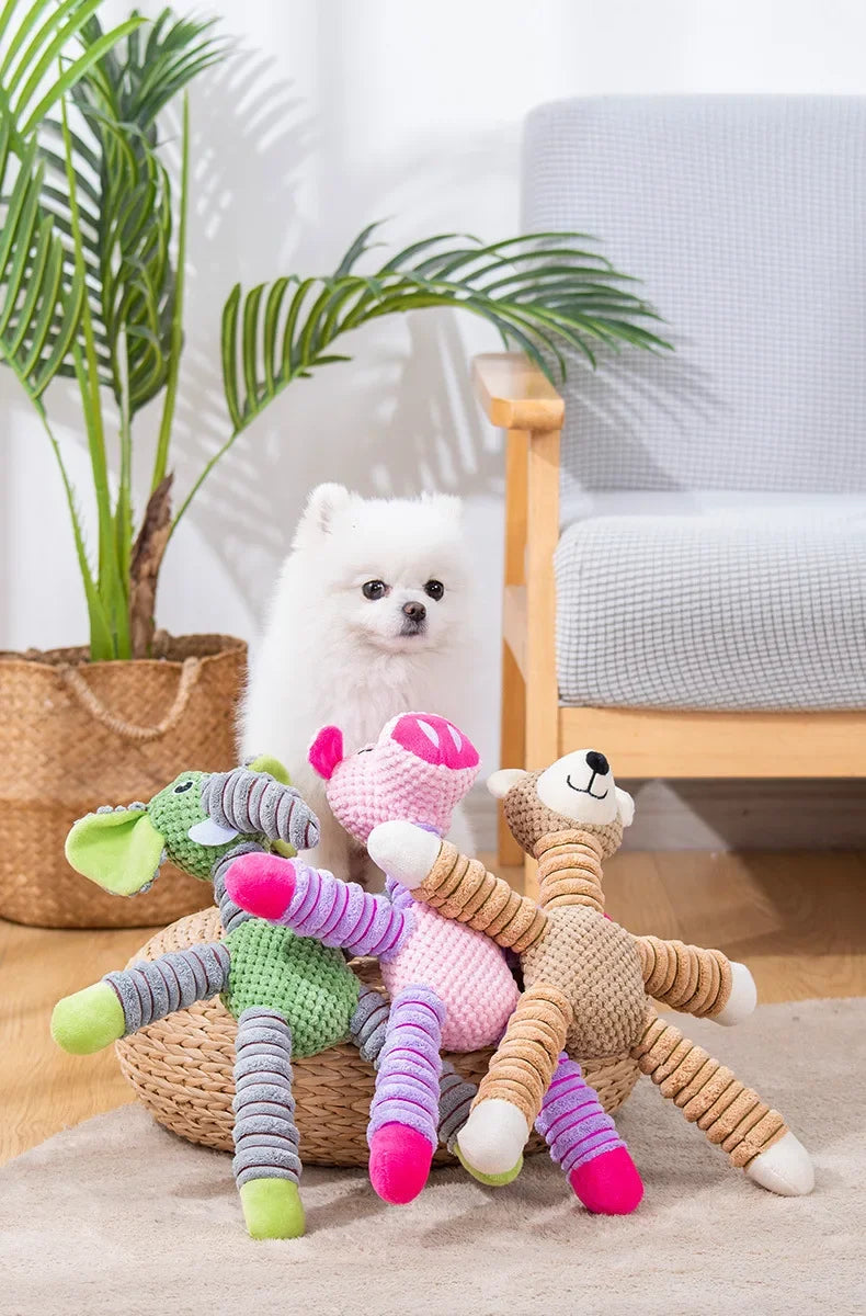 Durable Squeaky Elephant Dog Toy – Anxiety Relief "Snuggle Buddies" for Puppies – Interactive Textured Chew Toy – Textured Pet T-Rex
