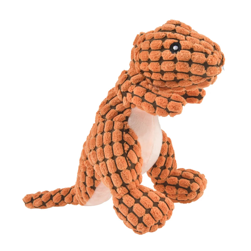 Multi-Textured Squeaky Dog Toy Series – Tough Corduroy Plush Chew Toy – Interactive Stuffed T-Rex, Triceratops, Octopus - Sunggle Buddies