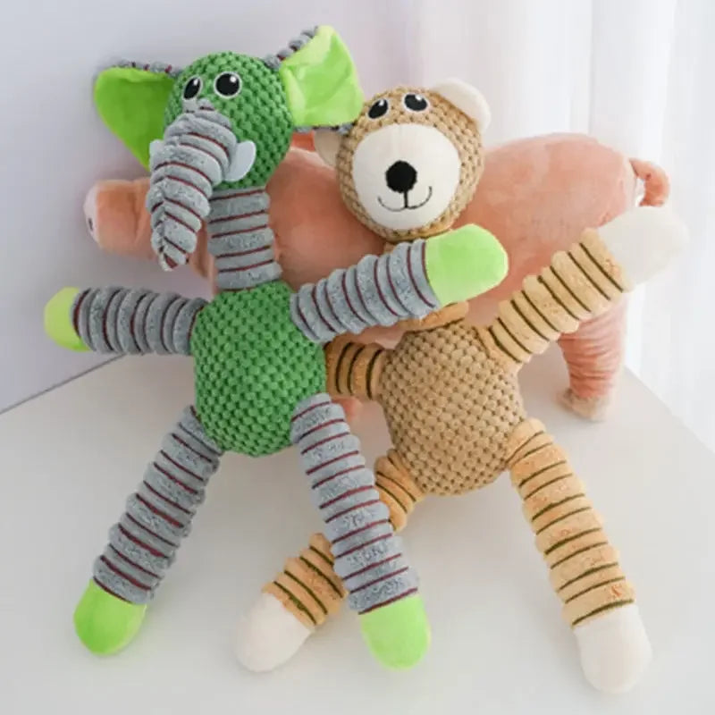 Durable Squeaky Elephant Dog Toy – Anxiety Relief "Snuggle Buddies" for Puppies – Interactive Textured Chew Toy – Textured Pet T-Rex