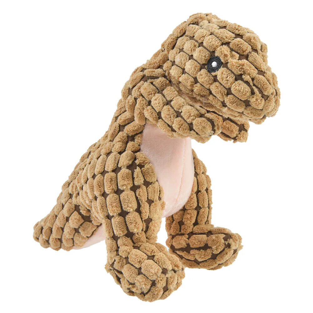 Multi-Textured Squeaky Dog Toy Series – Tough Corduroy Plush Chew Toy – Interactive Stuffed T-Rex, Triceratops, Octopus - Sunggle Buddies