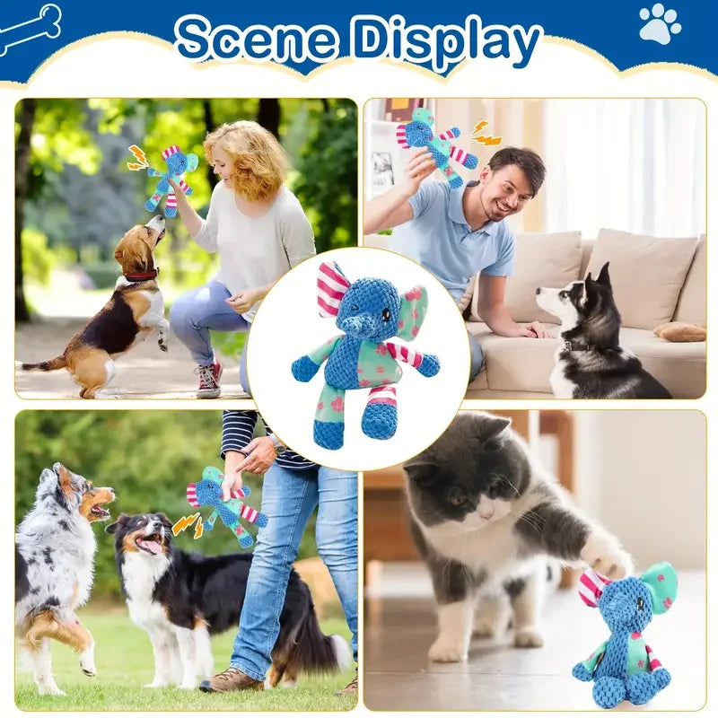 Interactive Textured Squeaky Toy – Chew-Resistant Corduroy Plush for Dogs – Anxiety Relief "Snuggle Buddies" for Puppies – Squeaky Dog Toys