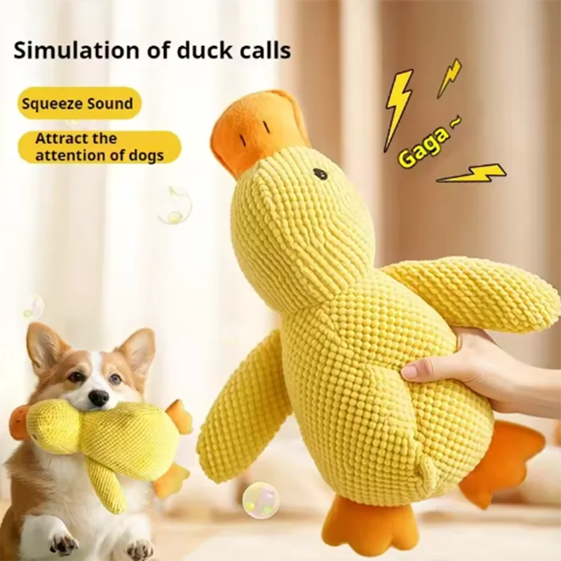 Calming Duck Plush Dog Toy – Dogs Ducks Toy with Quacking Sound for Indoor Dogs - Anxiety Relief "Snuggle Buddies" for Puppies – Squeaky Dog Toys