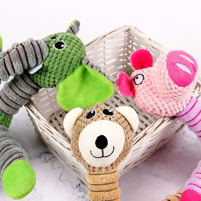 Durable Squeaky Elephant Dog Toy – Anxiety Relief "Snuggle Buddies" for Puppies – Interactive Textured Chew Toy – Textured Pet T-Rex