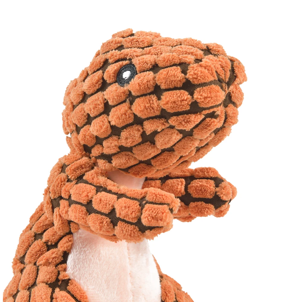 Multi-Textured Squeaky Dog Toy Series – Tough Corduroy Plush Chew Toy – Interactive Stuffed T-Rex, Triceratops, Octopus - Sunggle Buddies