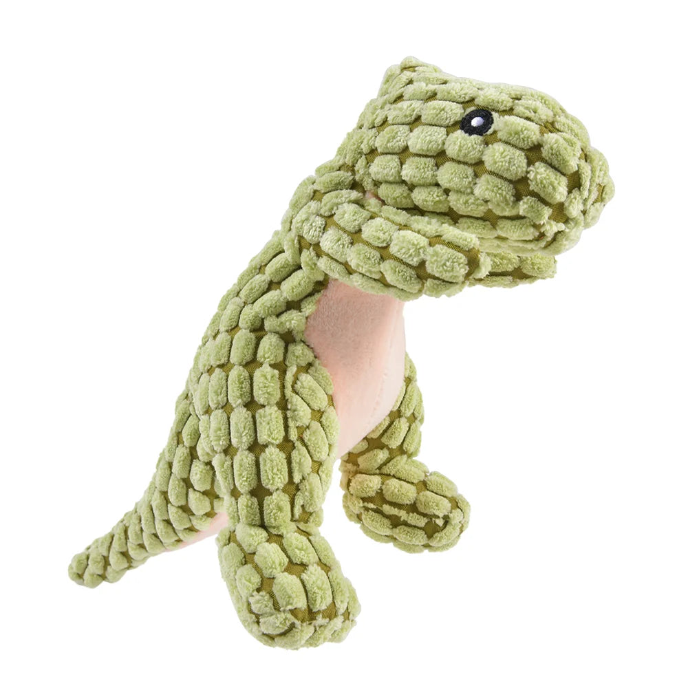 Multi-Textured Squeaky Dog Toy Series – Tough Corduroy Plush Chew Toy – Interactive Stuffed T-Rex, Triceratops, Octopus - Sunggle Buddies
