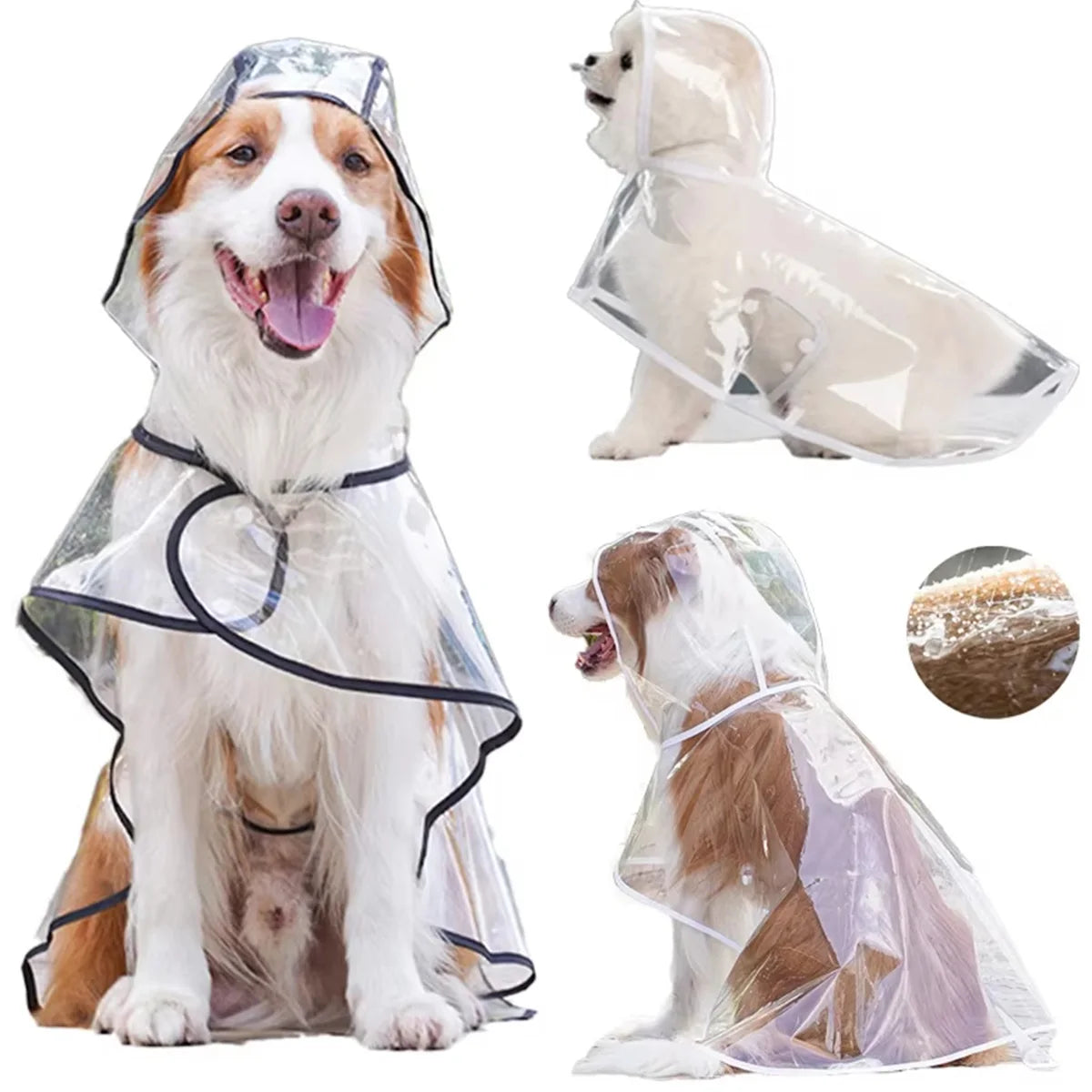 Dog Waterproof Raincoat – Transparent PVC Rain Jacket for Small & Medium Dogs