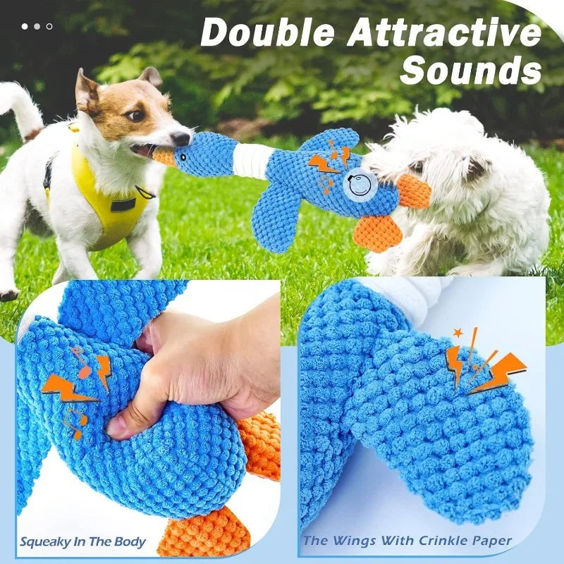 Premium Duck Plush Dog Toy – Squeaky & Crinkle Chew Toy for Puppies - Snuggle Buddies